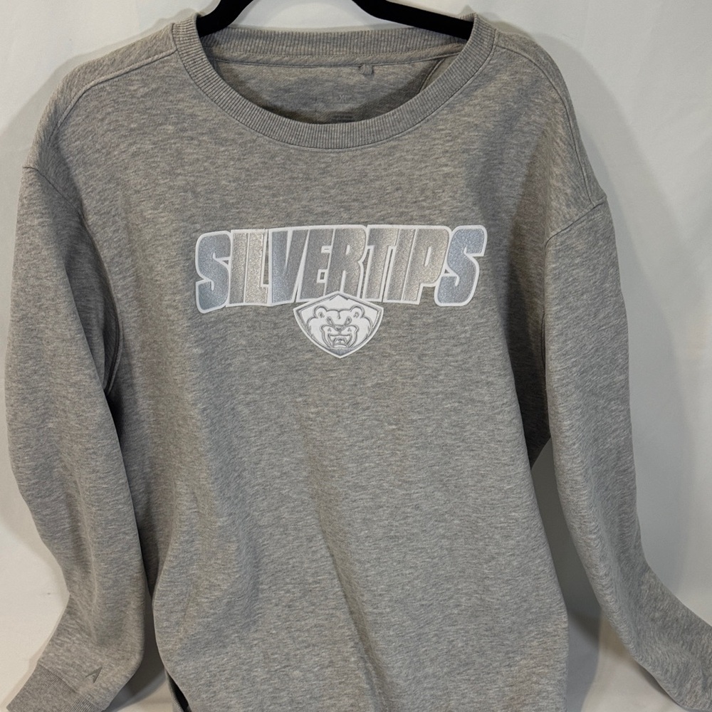 Antigua Gray Everett Silvertips Crew Neck Sweater
